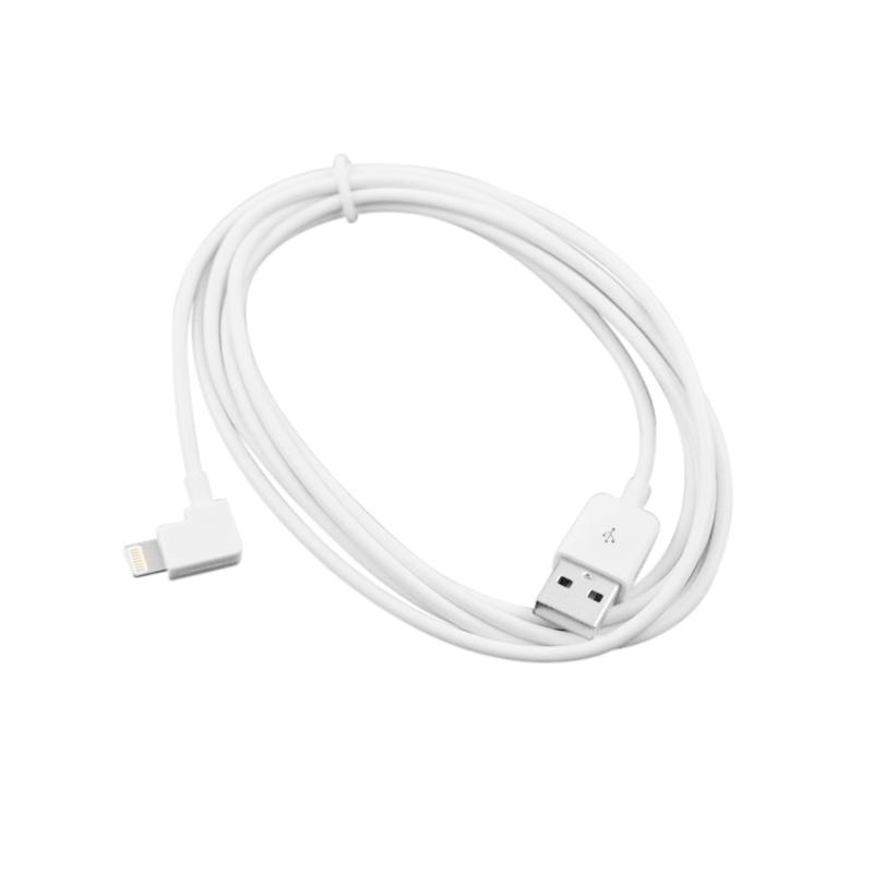 iPhone Cable Right Angle Charger 8 pin to USB Data Sync Lead iPhone 13 12 Pro X 8 7 Plus 6S - White 2m