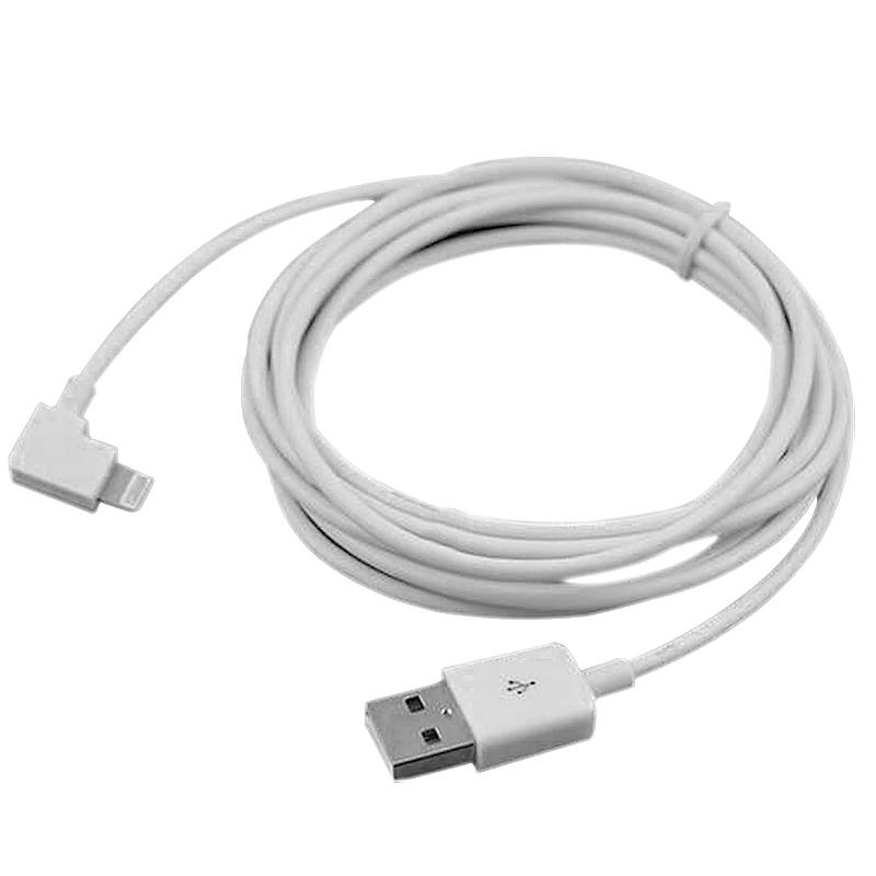 iPhone Cable Right Angle Charger 8 pin to USB Data Sync Lead iPhone 13 12 Pro X 8 7 Plus 6S - White 1m
