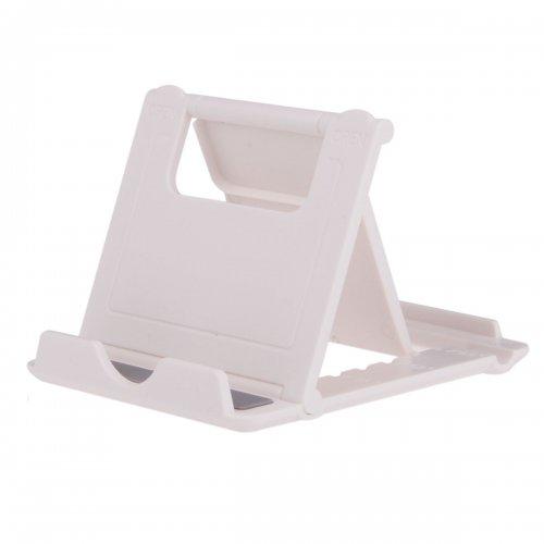 Mini Desk Stand for Mobile Phone Tablet Holder Compact Adjustable Foldable Portable Universal - White