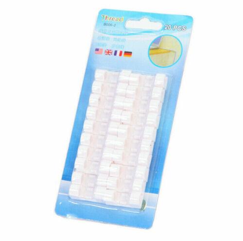 20 Piece Clips for Cable Tidy Organiser Self Adhesive Plastic Clamp Wire Organisation - White