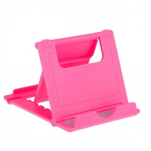 Mini Desk Stand for Mobile Phone Tablet Holder Compact Adjustable Foldable Portable Universal - Pink